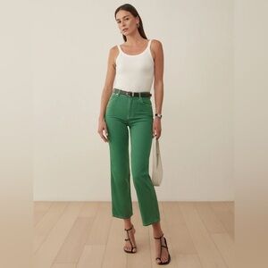 Reformation Cowboy High Rise Straight Jeans Grass - Size 26